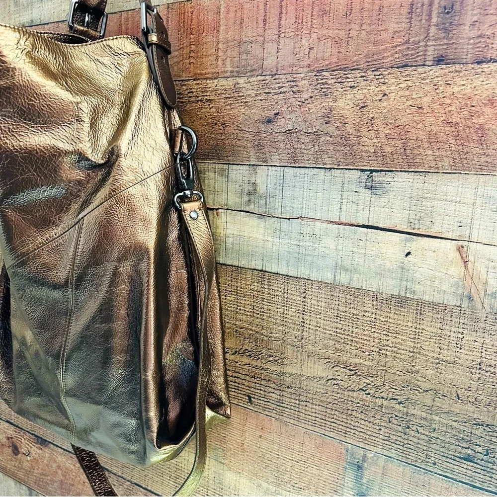 NWOT Hobo International Metallic Bronze Gramercy Gathered Leather Bag